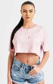 Pink Crop Baseball Top