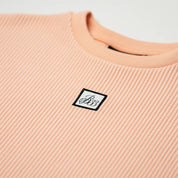 Womens Level Up Rib Crop T-Shirt - Peach