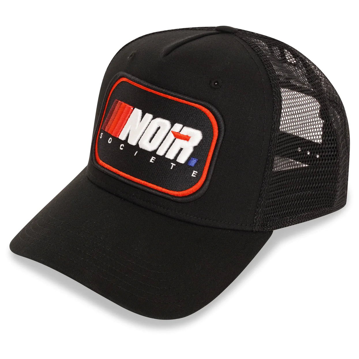 Ombre Noir Distressed Trucker | Black Red