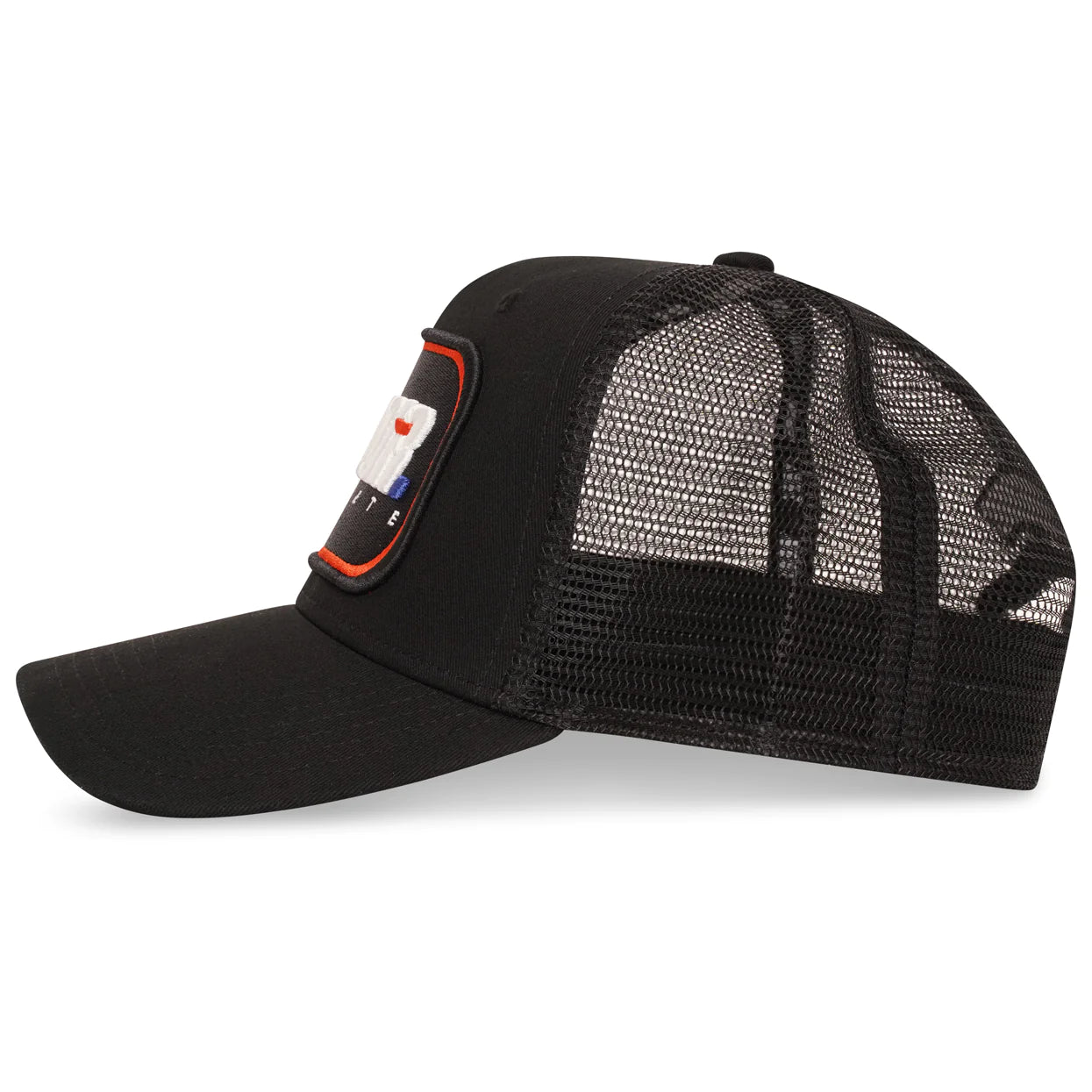 Ombre Noir Distressed Trucker | Black Red