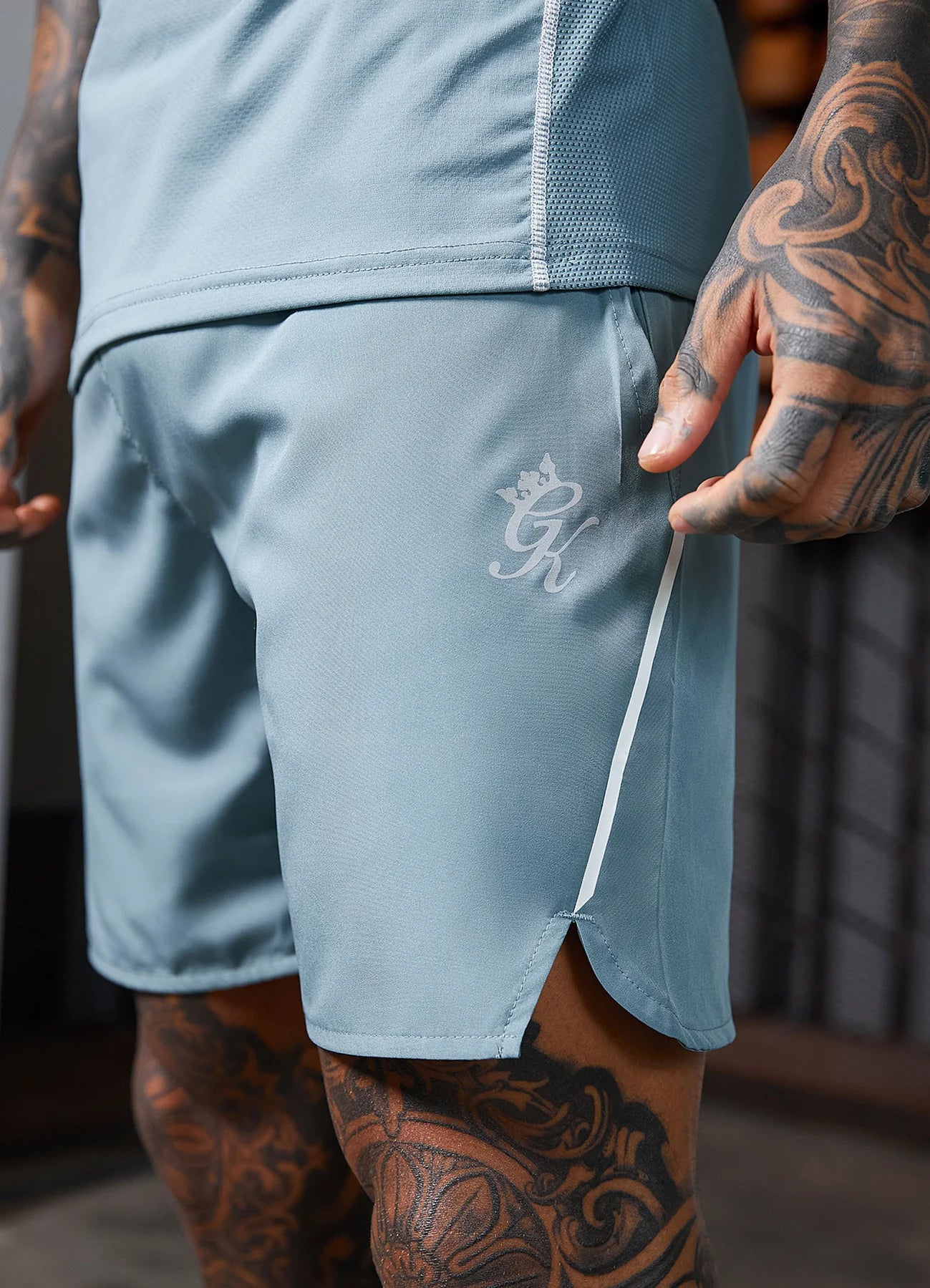Gym King Contrast Flex Short - Smoke Blue