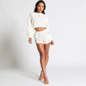 Womens Level Up Rib Crop Crew - Ivory