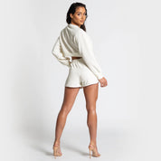 Womens Level Up Rib Crop Crew - Ivory